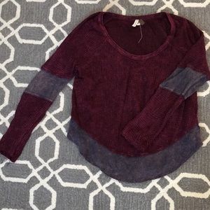 Free People Two Toned Waffle Shirt